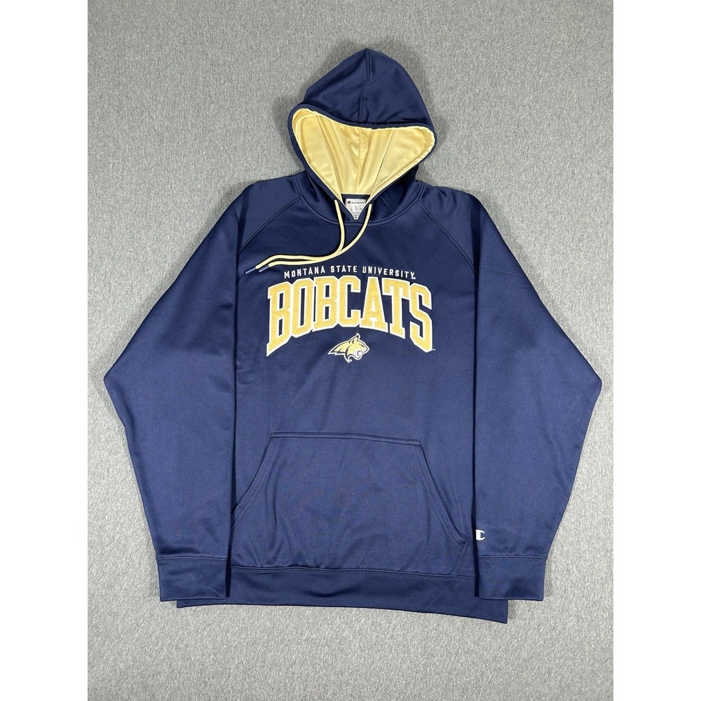 Champion Montana State University Bobcats Men's Blue Gold Pullover Hoodie L